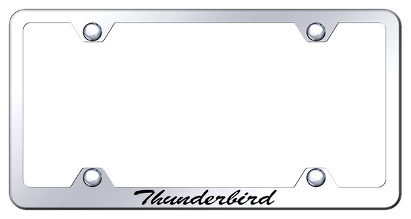 Ford Thunderbird Script Steel Wide Body Frame - Etched Mirrored License Plate Frame - LFWS.THU.EC