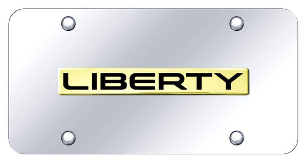 Jeep Liberty Gold on Chrome 3D Bar License Plate - LIB.N.GC