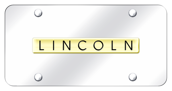 Lincoln Lincoln Name License Plate - Gold on Mirrored License Plate - LIN.N.GC