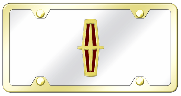 Lincoln Lincoln Verticle (Red Fill) Plate Kit - Gold on Mirrored License Plate - LIN.V.R.GCK