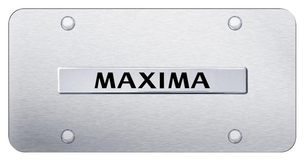 Nissan Maxima Chrome on Brushed Stainless 3D Bar License Plate - MAX.N.CS