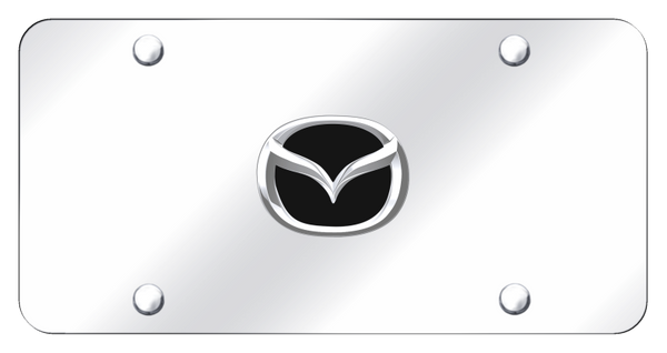 Mazda Mazda (New/Black Backing) License Plate - Chrome on Mirrored License Plate - MAZ.2.B.CC