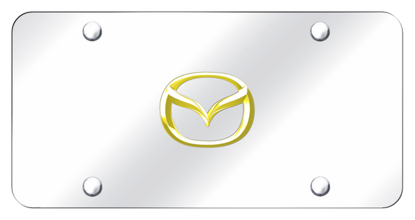 Mazda Mazda (New) License Plate - Gold on Mirrored License Plate - MAZ.2.GC