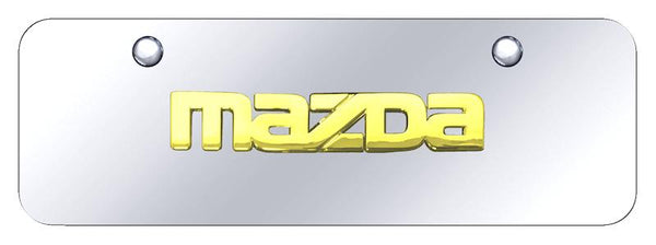 Mazda Mazda Gold on Chrome 3D Bar Mini License Plate - MAZ.N.GCM