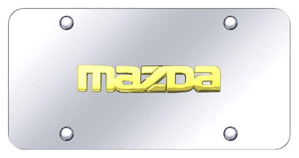 Mazda Mazda Gold on Chrome 3D Bar License Plate - MAZ.N.GC