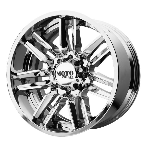 Moto Metal MO202 CHROME CENTER GLOSS BLACK MILLED LIP Wheels for 2020-2022 JEEP GLADIATOR [LIFTED ONLY] - 22X12 -44 MM - 22"  - (2022 2021 2020)