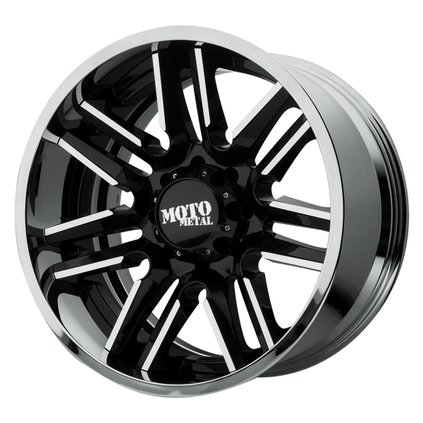 Moto Metal MO202 GLOSS BLACK MACHINED CENTER CHROME LIP Wheels for 2020-2022 JEEP GLADIATOR [LIFTED ONLY] - 20X12 -44 MM - 20"  - (2022 2021 2020)