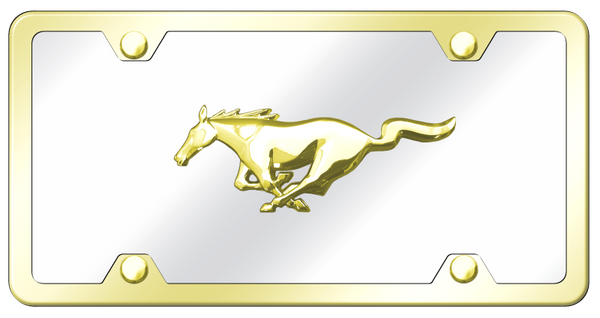 Mustang Mustang Plate Kit - Gold on Mirrored License Plate - MUS.GCK