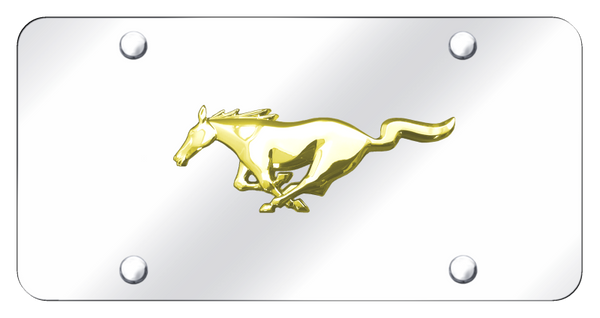 Mustang Mustang License Plate - Gold on Mirrored License Plate - MUS.GC