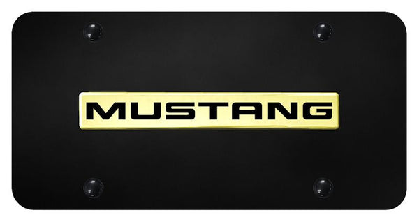 Ford Mustang Gold on Black 3D Bar License Plate - MUS.N.GB