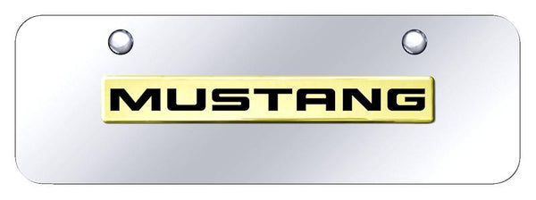 Ford Mustang Gold on Chrome 3D Bar Mini License Plate - MUS.N.GCM