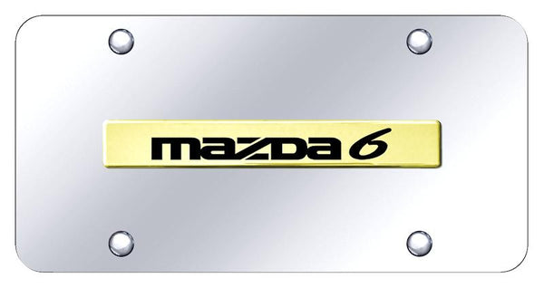 Mazda Mazda 6 Gold on Chrome 3D Bar License Plate - MZ6.N.GC