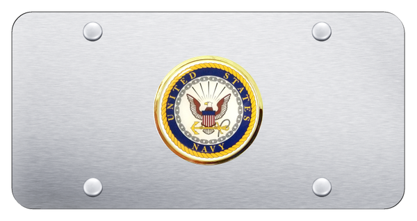 U.S. Navy License Plate - Chrome on Brushed License Plate - NAVY.CS