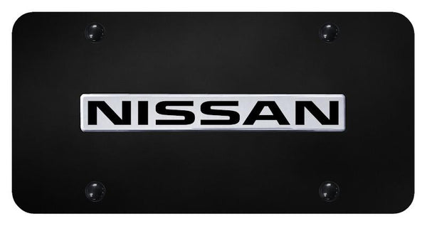 Nissan Nissan Chrome on Black 3D Bar License Plate - NIS.N.CB