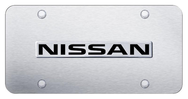 Nissan Nissan Chrome on Brushed Stainless 3D Bar License Plate - NIS.N.CS