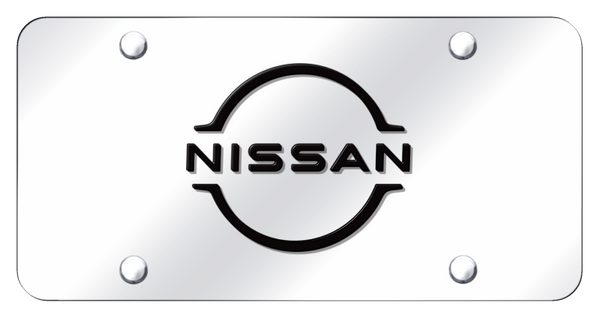 Nissan Nissan Logo License Plate - Black on Mirrored License Plate - NISL.BC