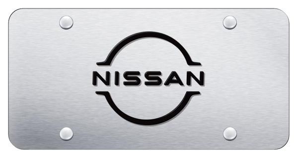 Nissan Nissan Logo License Plate - Black on Brushed License Plate - NISL.BS