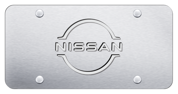 Nissan Nissan Logo License Plate - White on Brushed License Plate - NISL.WS