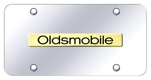 Oldsmobile Oldsmobile Gold on Chrome 3D Bar License Plate - OLD.N.GC