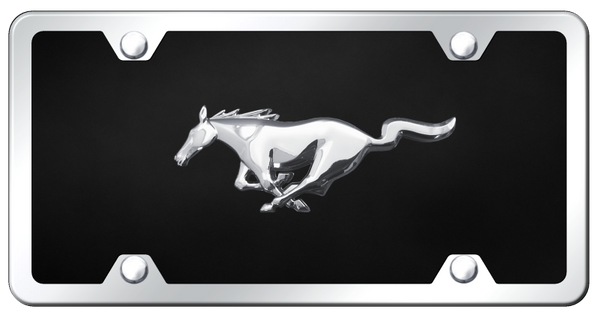 Mustang Mustang Acrylic Kit - Chrome on Black License Plate - P.MUS.CBK