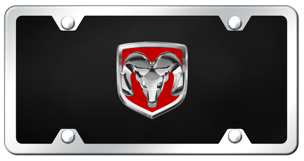 RAM Ram OEM Red Acrylic Kit - Chrome on Black License Plate - P.RAM.OEM.R.CBK