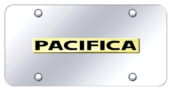 Chrysler Pacifica Gold on Chrome 3D Bar License Plate - PAC.N.GC