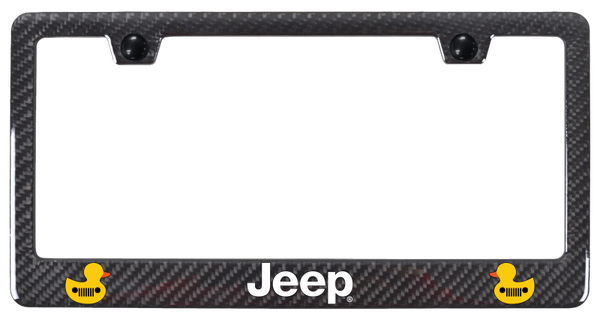 Jeep Jeep 2 Ducks ABS Carbon Fiber Frame - UV Print on Black License Plate Frame - PCF.JEEQ2.UB