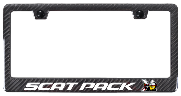 Dodge Scat Pack ABS Carbon Fiber Frame - UV Print on Black License Plate Frame - PCF.SCAT.UB