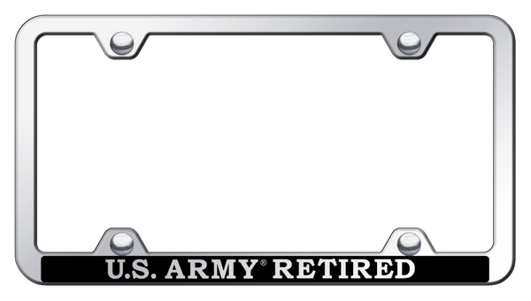 U.S. Army Retired Wide Body ABS Frame - Etched Mirrored License Plate Frame - PFW.ARMYR.EC