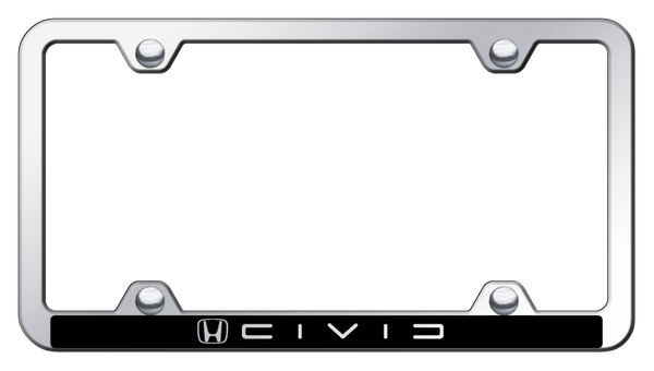 Honda Civic (Reverse C) Wide Body ABS Frame - Etched Mirrored License Plate Frame - PFW.CIVC.EC