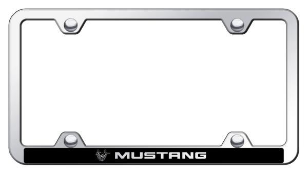 Mustang Mustang 45th Anniversary Wide ABS Frame - Etched Mirrored License Plate Frame - PFW.MUS45.EC