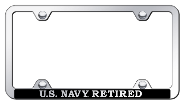 U.S. Navy Retired Wide Body ABS Frame - Etched Mirrored License Plate Frame - PFW.NAVYR.EC