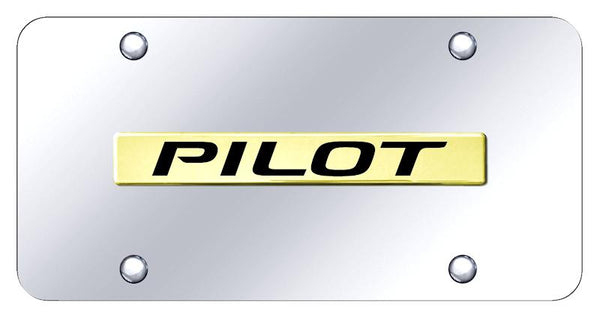 Honda Pilot Gold on Chrome 3D Bar License Plate - PIL.N.GC