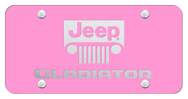 Jeep Gladiator Name and Logo License Plate - Laser Etched Pink License Plate - PL.GLADNL.EP