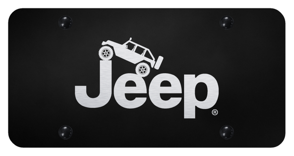 Jeep Jeep Climbing License Plate - Laser Etched Black License Plate - PL.JEEC.EB