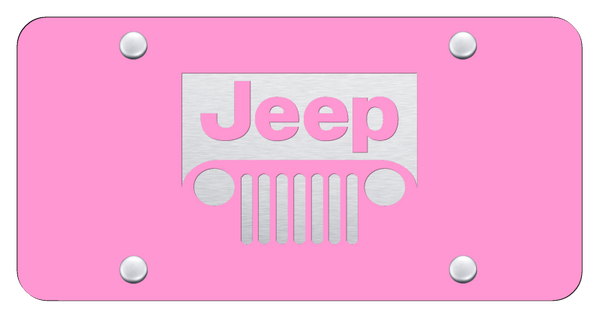 Jeep Jeep Grill License Plate - Laser Etched Pink License Plate - PL.JEEG.EP