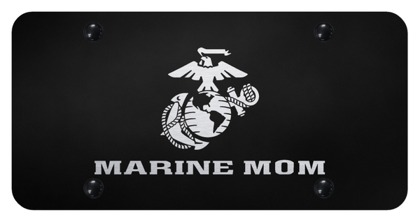 Marine Mom License Plate - Laser Etched Black License Plate - PL.MARM.EB