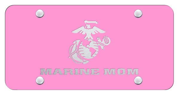 Marine Mom License Plate - Laser Etched Pink License Plate - PL.MARM.EP