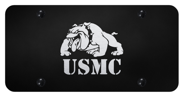 USMC Bulldog License Plate - Laser Etched Black License Plate - PL.MCB.EB