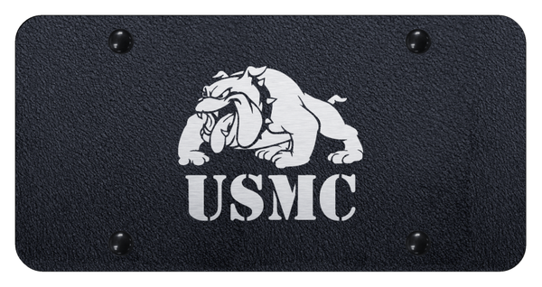 USMC Bulldog License Plate - Laser Etched Rugged Black License Plate - PL.MCB.ERB