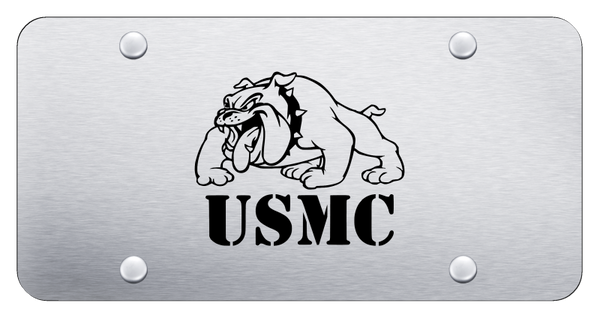 USMC Bulldog License Plate - Laser Etched Brushed License Plate - PL.MCB.ES