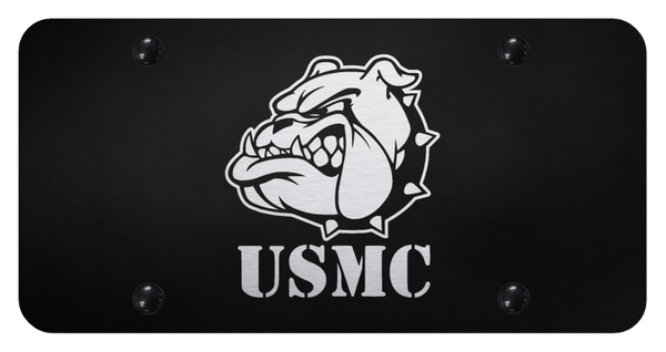 USMC Bulldog Head License Plate - Laser Etched Black License Plate - PL.MCH.EB