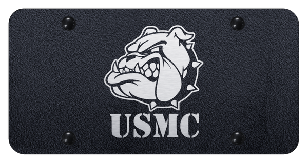 USMC Bulldog Head License Plate - Laser Etched Rugged Black License Plate - PL.MCH.ERB