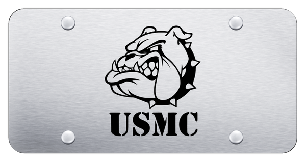 USMC Bulldog Head License Plate - Laser Etched Brushed License Plate - PL.MCH.ES