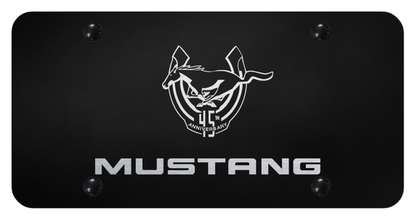 Mustang Mustang 45th Anniversary License Plate - Laser Etched Black License Plate - PL.MUS45.EB