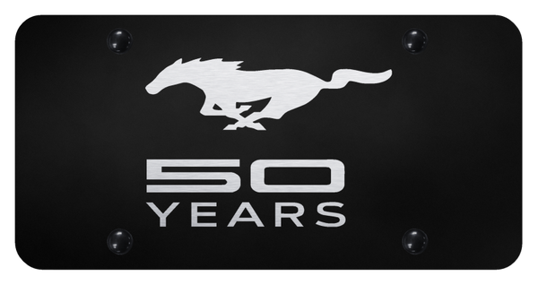 Mustang Mustang 50 Years License Plate - Laser Etched Black License Plate - PL.MUS5Y.EB