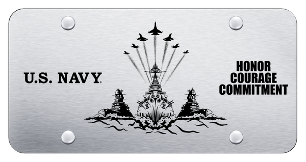 U.S. Navy Theme 2 License Plate - Laser Etched Brushed License Plate - PL.NAVYT2.ES