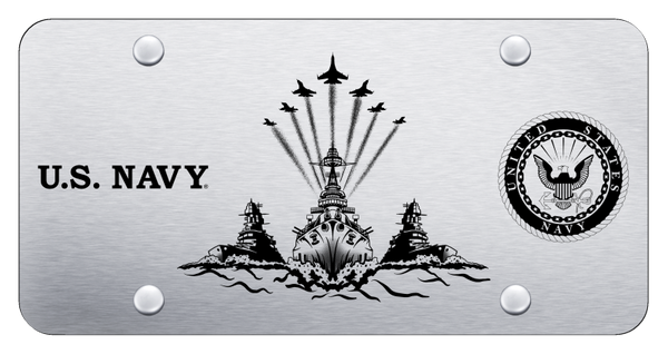 U.S. Navy Theme License Plate - Laser Etched Brushed License Plate - PL.NAVYT.ES