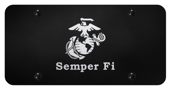 Semper Fi License Plate - Laser Etched Black License Plate - PL.SEFI.EB