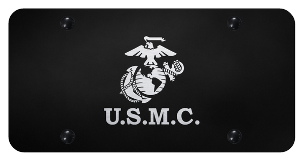 U.S.M.C. License Plate - Laser Etched Black License Plate - PL.USMC.EB